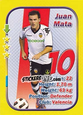 Sticker Juan Mata - Stars 3x1 (Big) n. 49 - Aquarius