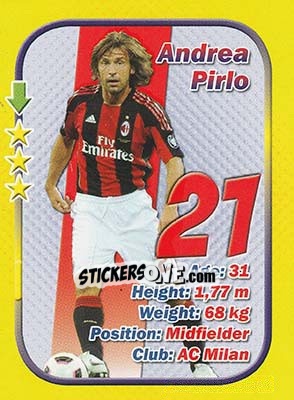Sticker Andrea Pirlo - Stars 3x1 (Big) n. 54 - Aquarius