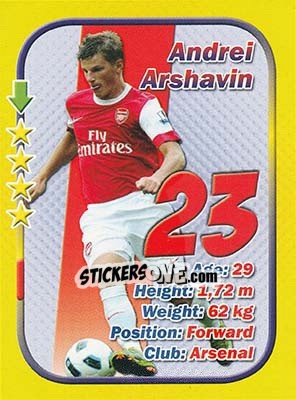 Sticker Andrei Arshavin - Stars 3x1 (Big) n. 57 - Aquarius