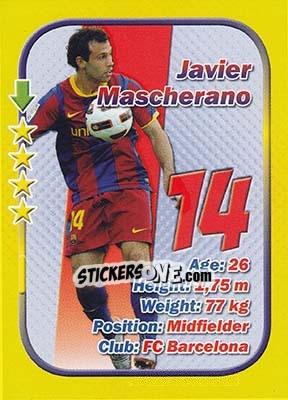 Sticker Javier Mascherano - Stars 3x1 (Big) n. 58 - Aquarius