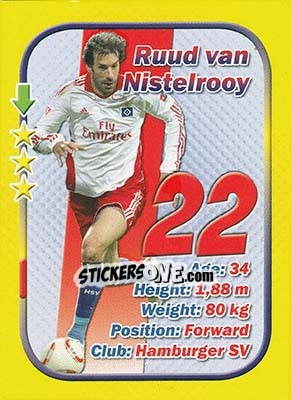 Sticker Ruud van Nistelrooy - Stars 3x1 (Big) n. 65 - Aquarius