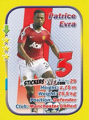 Sticker Patrice Evra - Stars 3x1 (Big) n. 66 - Aquarius