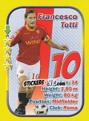 Sticker Francesco Totti - Stars 3x1 (Big) n. 67 - Aquarius