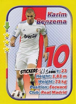 Sticker Karim Benzema - Stars 3x1 (Big) n. 74 - Aquarius
