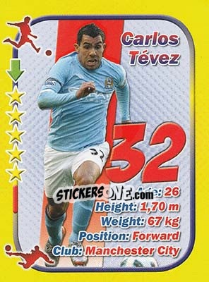 Sticker Carlos Tevez - Stars 3x1 (Big) n. 75 - Aquarius
