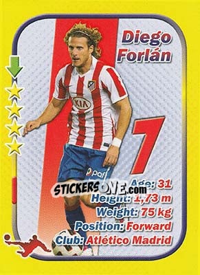 Sticker Diego Forlan - Stars 3x1 (Big) n. 76 - Aquarius