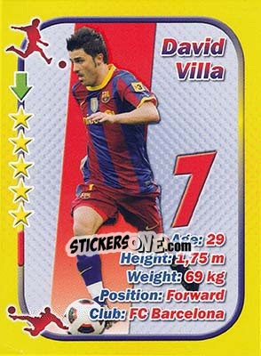Sticker David Villa - Stars 3x1 (Big) n. 78 - Aquarius