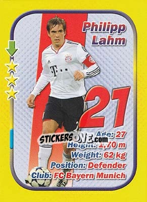 Sticker Philipp Lahm - Stars 3x1 (Big) n. 94 - Aquarius