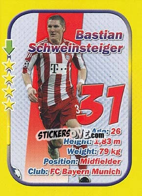 Sticker Bastian Schweinsteiger - Stars 3x1 (Big) n. 102 - Aquarius