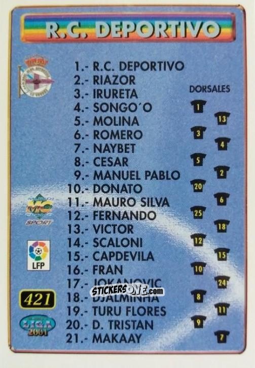 Figurina Coruña - At. Bilbao - Las Fichas De La Liga 2000-2001 n. 421 - Mundicromo