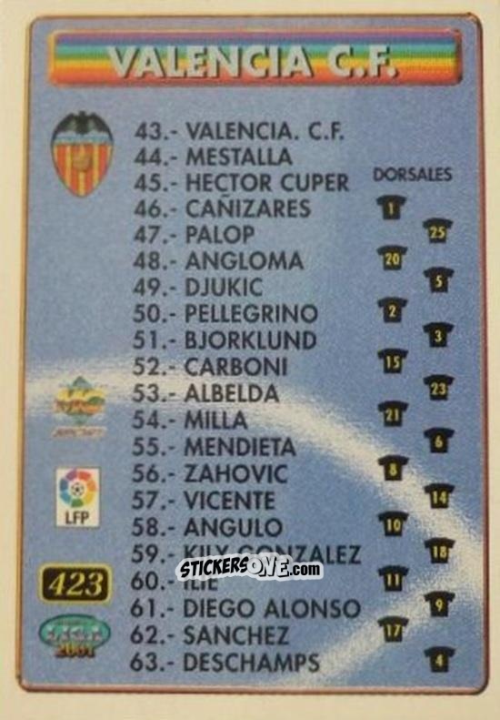 Figurina Valencia - R. Sociedad - Las Fichas De La Liga 2000-2001 n. 423 - Mundicromo