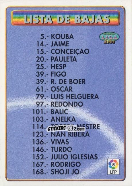 Sticker Ind.Bajas - Las Fichas De La Liga 2000-2001 n. 457 - Mundicromo