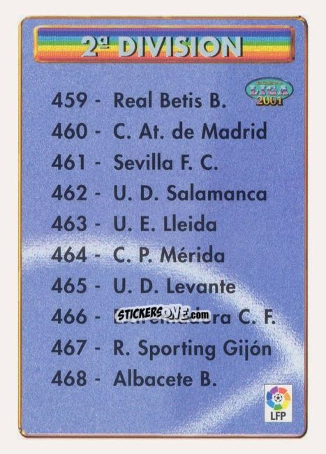 Sticker 2ª división - Las Fichas De La Liga 2000-2001 n. 458 - Mundicromo