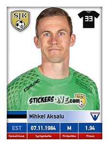Sticker Mihkel Aksalu - Veikkausliiga 2016 - Carouzel