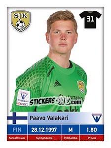 Sticker Paavo Valakari - Veikkausliiga 2016 - Carouzel