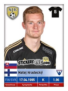 Sticker Matej Hradecký - Veikkausliiga 2016 - Carouzel