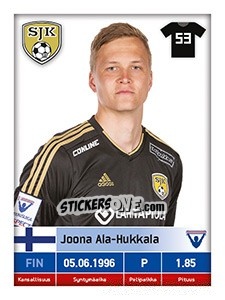 Cromo Joona Ala-Hukkala - Veikkausliiga 2016 - Carouzel
