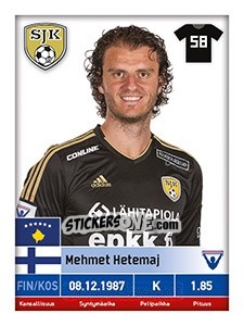 Sticker Mehmet Hetemaj - Veikkausliiga 2016 - Carouzel