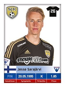 Sticker Jesse Sarajärvi - Veikkausliiga 2016 - Carouzel