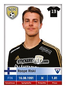 Sticker Roope Riski - Veikkausliiga 2016 - Carouzel