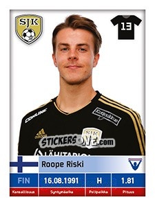Sticker Roope Riski - Veikkausliiga 2016 n. 60 - Carouzel