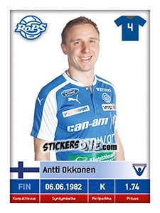 Sticker Antti Okkonen - Veikkausliiga 2016 n. 65 - Carouzel