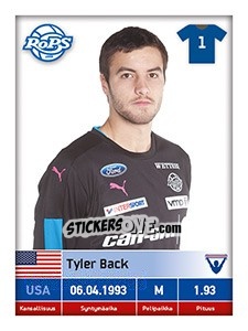 Cromo Tyler Back - Veikkausliiga 2016 - Carouzel