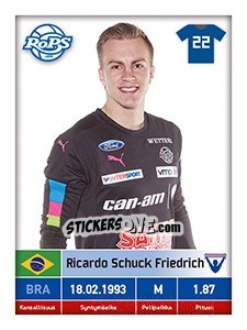 Sticker Ricardo Schuck Friedrich - Veikkausliiga 2016 n. 69 - Carouzel