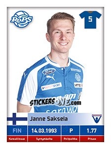 Sticker Janne Saksela - Veikkausliiga 2016 n. 71 - Carouzel