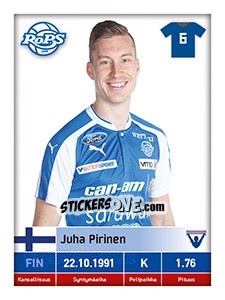 Sticker Juha Pirinen - Veikkausliiga 2016 n. 78 - Carouzel