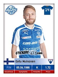 Sticker Eetu Muinonen - Veikkausliiga 2016 - Carouzel