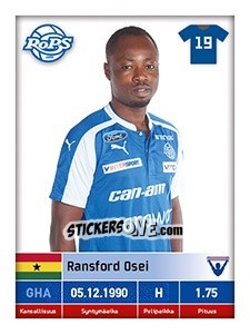 Sticker Ransford Osei - Veikkausliiga 2016 - Carouzel