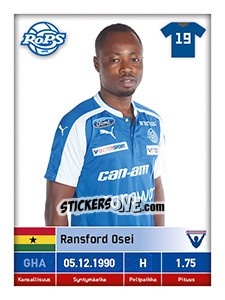 Sticker Ransford Osei - Veikkausliiga 2016 n. 85 - Carouzel