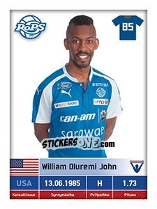 Sticker William Oluremi John - Veikkausliiga 2016 - Carouzel