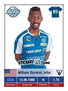 Sticker William Oluremi John - Veikkausliiga 2016 n. 87 - Carouzel