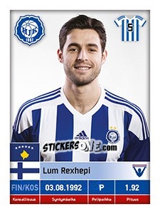 Sticker Lum Rexhepi - Veikkausliiga 2016 n. 92 - Carouzel