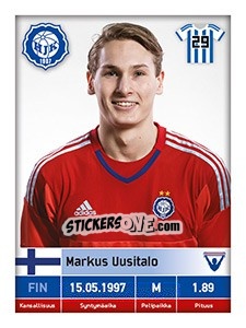 Sticker Markus Uusitalo - Veikkausliiga 2016 - Carouzel