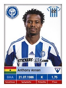 Sticker Anthony Annan - Veikkausliiga 2016 n. 100 - Carouzel