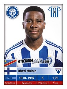 Sticker Obed Malolo - Veikkausliiga 2016 n. 105 - Carouzel