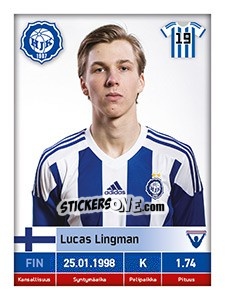 Sticker Lucas Lingman - Veikkausliiga 2016 - Carouzel