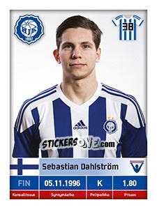 Sticker Sebastian Dahlström - Veikkausliiga 2016 n. 107 - Carouzel