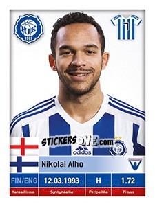Sticker Nikolai Alho - Veikkausliiga 2016 n. 108 - Carouzel