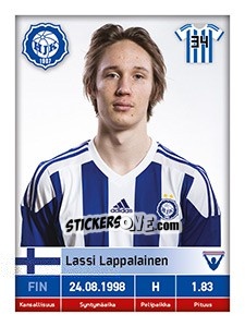 Sticker Lassi Lappalainen - Veikkausliiga 2016 n. 111 - Carouzel