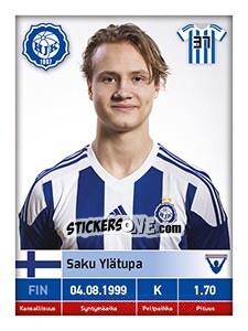 Sticker Saku Ylätupa - Veikkausliiga 2016 - Carouzel
