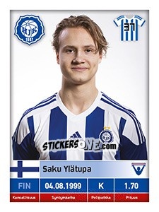 Sticker Saku Ylätupa - Veikkausliiga 2016 n. 112 - Carouzel
