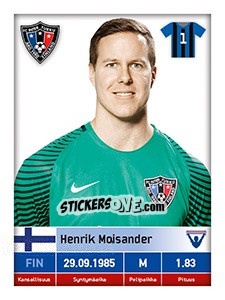 Sticker Henrik Moisander - Veikkausliiga 2016 - Carouzel
