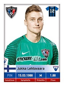 Sticker Jukka Lehtovaara - Veikkausliiga 2016 n. 118 - Carouzel