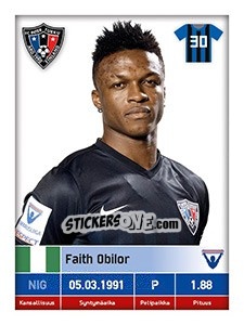 Sticker Faith Obilor - Veikkausliiga 2016 n. 121 - Carouzel