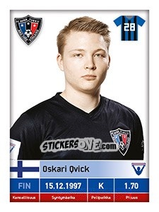 Cromo Oskari Qvick - Veikkausliiga 2016 n. 133 - Carouzel