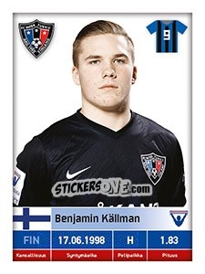 Sticker Benjamin Källman - Veikkausliiga 2016 - Carouzel